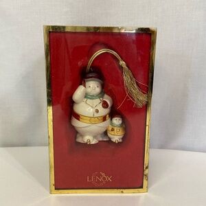 Lenox Christmas Holiday Ornament Skating Snowman & Snowchild Hinged Trinket Box